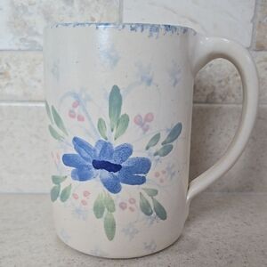 Floral Ceramic Mug with Blue and Green Design